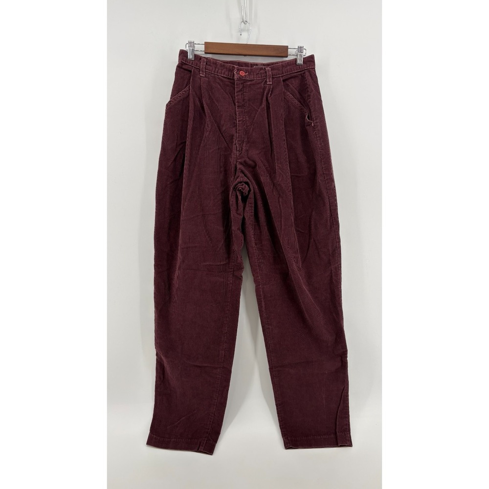 Levi's Corduroy Pants Womens Burgundy Pleated Front‎ Slash Pocket Baggy 16